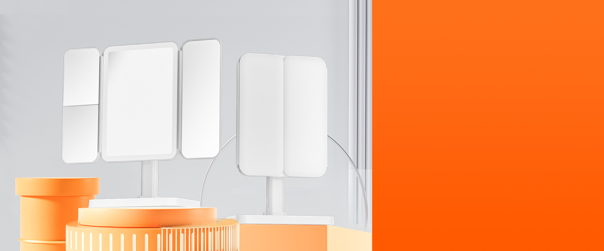 LED Tri-fold Vanity Mirror with 360-Degree Rotation