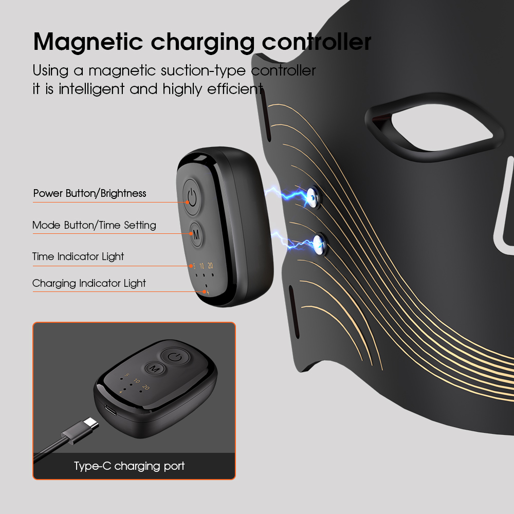 MEZANS 84LED Photon Face Mask 450/660/850nm Tri-Spectrum Silicone Wireless Red Light Therapy Mask Home Facial Beauty Device