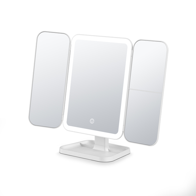 DM405 ultra thin Tri-fold Lighted Makeup Mirror with Storage