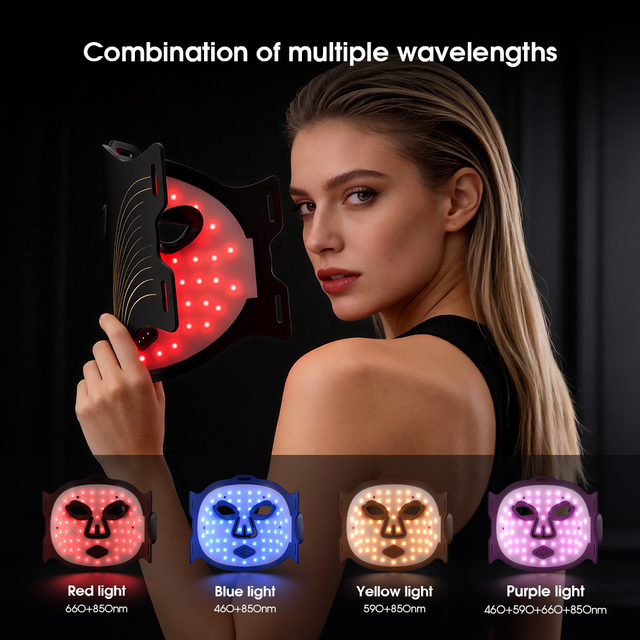 MEZANS 84LED Photon Face Mask 450/660/850nm Tri-Spectrum Silicone Wireless Red Light Therapy Mask Home Facial Beauty Device