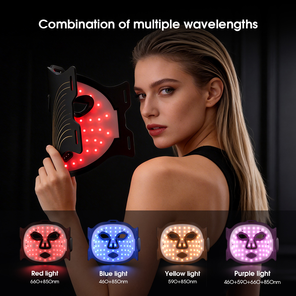 MEZANS 84LED Photon Face Mask 450/660/850nm Tri-Spectrum Silicone Wireless Red Light Therapy Mask Home Facial Beauty Device