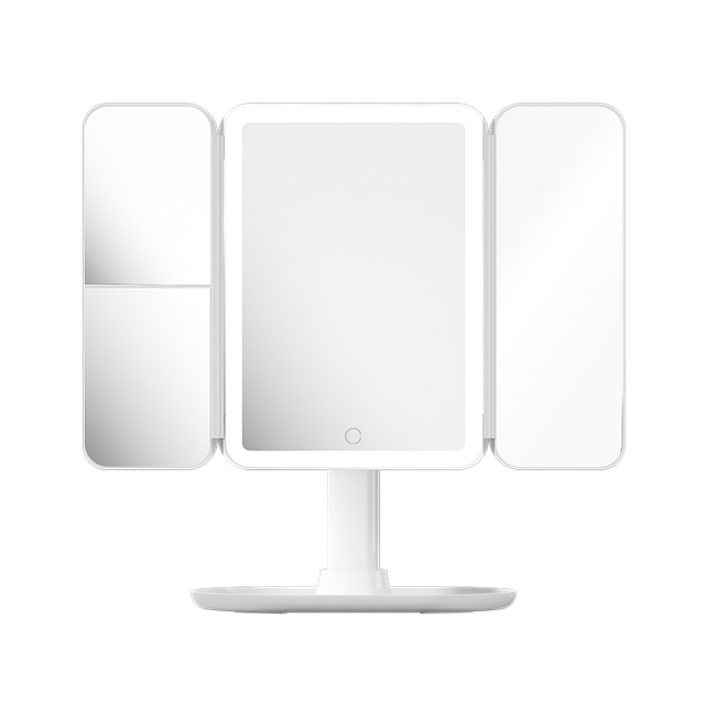 DM405 Tri-fold Lighted Makeup Mirror with Storage