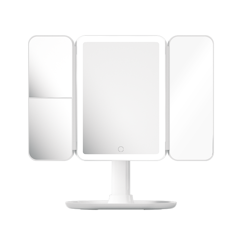 DM405 Tri-fold Lighted Makeup Mirror with Storage