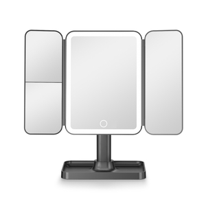 DM405 ultra thin Tri-fold Lighted Makeup Mirror with Storage