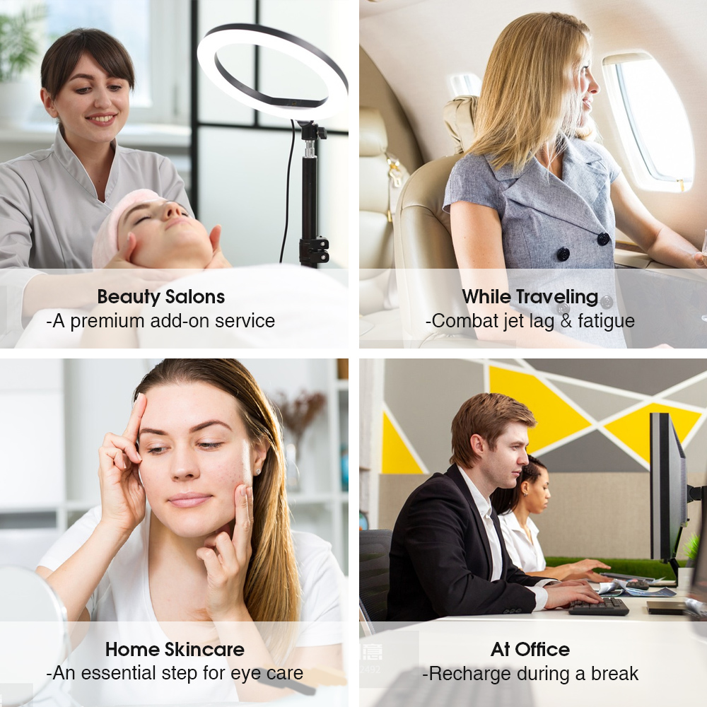 High Power Density Red Light Therapy Mask 65mw Cm2 Deep Tissue Penetration for Eye Bags Relief for Therapists