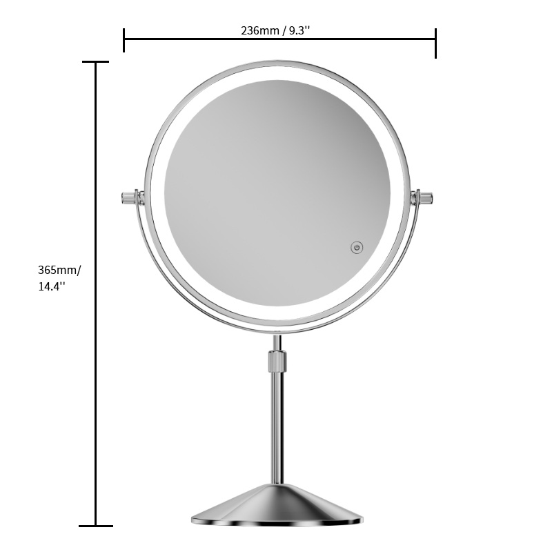 DM411 Round Double Sided Metal Table Desktop Lighted Makeup Mirror